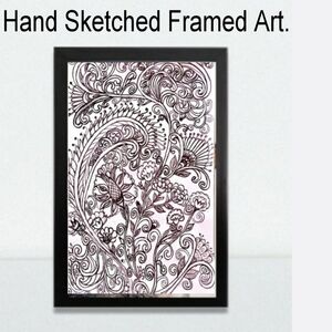 HAND SKETCHED FRAMED ART PIECE.  BEAUTIFUL AND DETAILED. ❤️